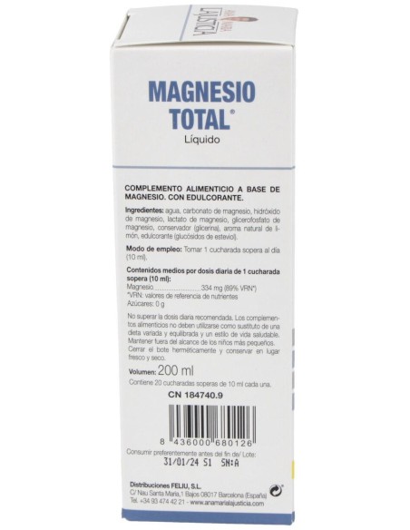Magnesio Total Liquido Sabor Limon 200Cc de Ana Maria Lajusticia
