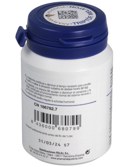 Triptofano Con Melatonina+Mg+Vit. B6 60Comp. de Ana Maria Lajusticia