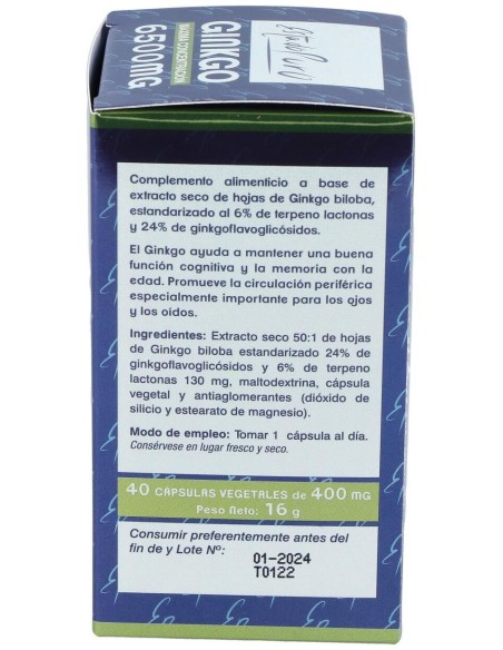 Ginkgo 6500Mg. 40Cap. Estado Puro de Tongil