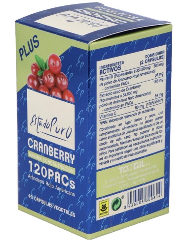 Cranberry 120 Pacs 40Cap. Estado Puro de Tongil