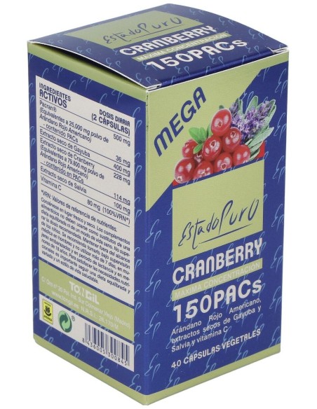 Cranberry Mega150 Pacs  40Cap. Estado Puro de Tongil