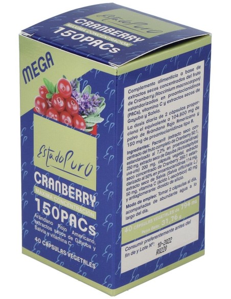 Cranberry Mega150 Pacs  40Cap. Estado Puro de Tongil
