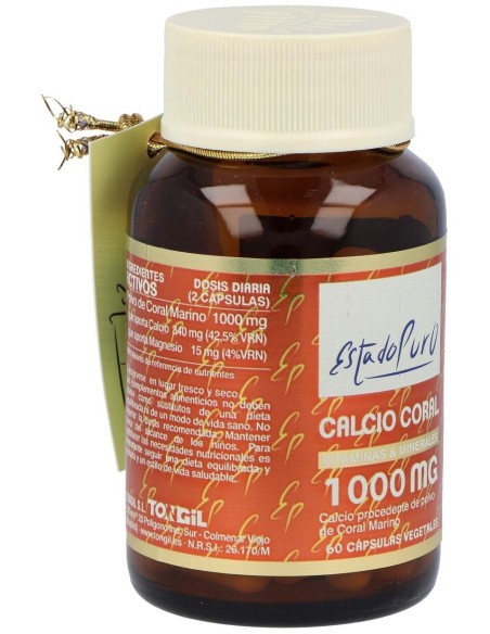 Calcio Coral 1000Mg. 60Cap. Estado Puro de Tongil