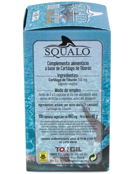 Squalo Cartilago De Tiburon Puro 750Mg. 100Cap. de Tongil