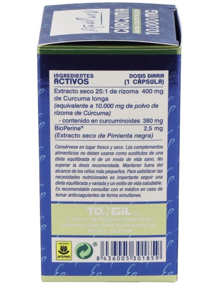 Curcuma 10.000Mg. 40Cap. Estado Puro de Tongil