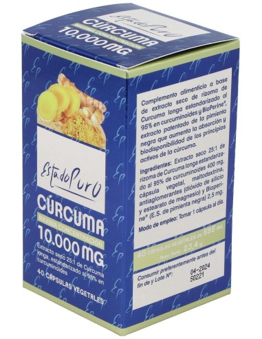 Curcuma 10.000Mg. 40Cap. Estado Puro de Tongil