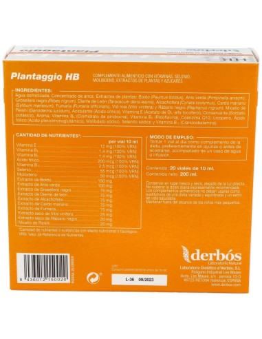 Plantaggio Hb 20Amp. de Derbos