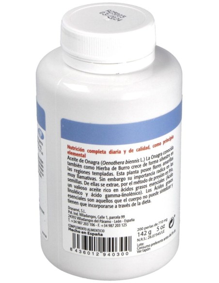 Onagra Aceite 200 Perlas 500Mg Nutrabasicos Drasanvi