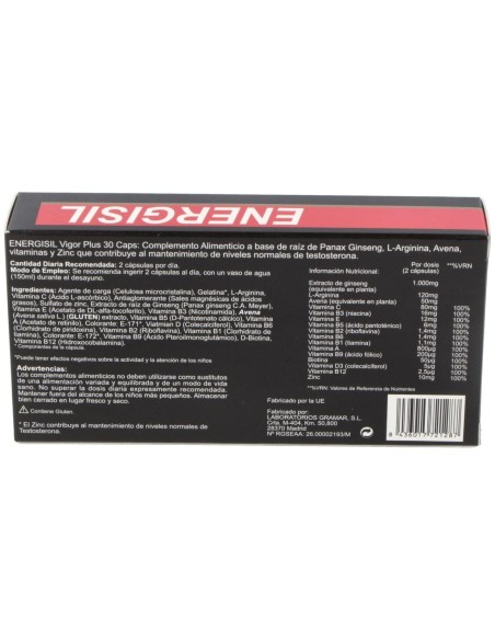 Energisil Vigor Plus (Ginseng+Arginina) 30Cap. de Energisil
