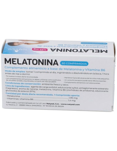 Melatonina  1,95 Mg + B6 60 Comp. de Natysal