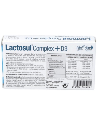 Lactosul Complex + D3 20 Cáps. de Natysal
