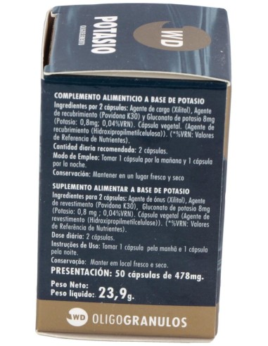 Potasio Oligogranulos 50Caps. de Waydiet Natural Products