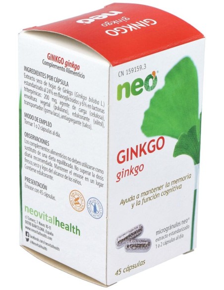 Ginkgo Biloba Microgranulos Neo 45Cap. de Neo