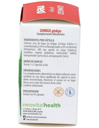 Ginkgo Biloba Microgranulos Neo 45Cap. de Neo