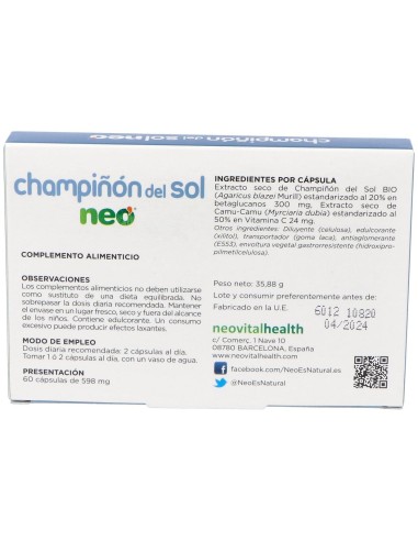 Champiñon Del Sol Neo 60Cap. de Neo