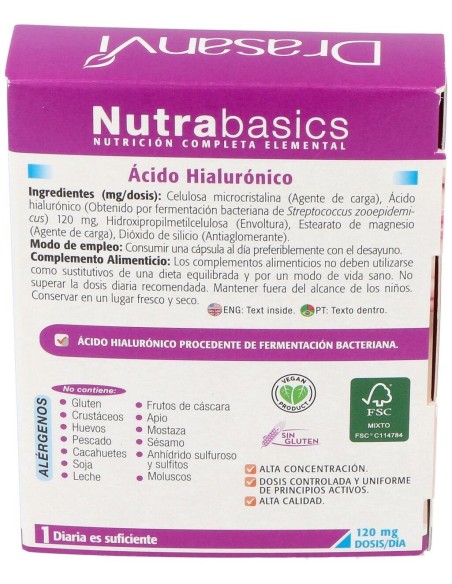 Acido Hialuronico 30 Capsulas Nutrabasicos Drasanvi