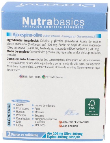 Ajo Espino Olivo 500Mg 60 Perlas Nutrabasicos Drasanvi