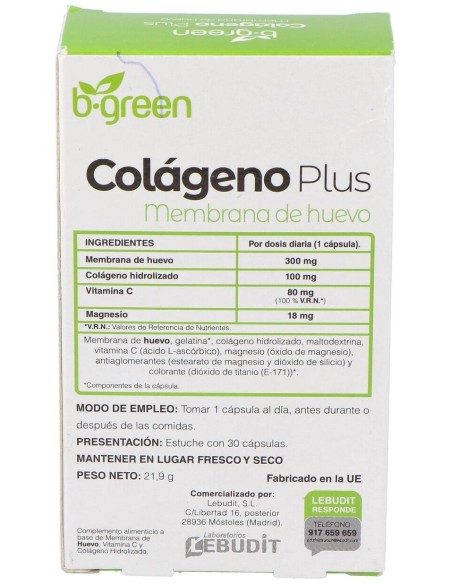 Colageno Plus 30Cap. de B.Green (Lab. Lebudit)