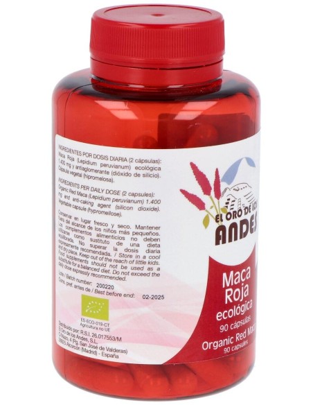 Maca Roja 850Mg. 90Cap. Eco de El Oro De Los Andes