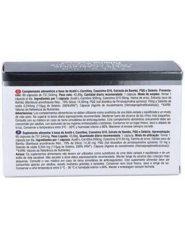 Acetil L-Carnitina+Pqq+Coenzima Q10 60 Cap   de Prisma Natural