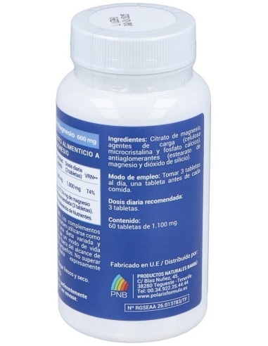 Magnesio Citrato 600Mg. 60Comp. de Polaris