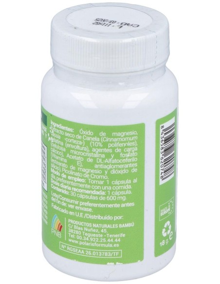 Glusin (Canela + Magnesio) 600Mg. 30Cap. de Polaris