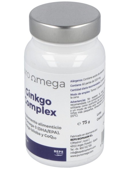 Puro Omega Ginkgo Complex Dha/Epa Q10 60Perlas de Puro Omega