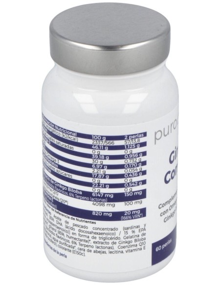Puro Omega Ginkgo Complex Dha/Epa Q10 60Perlas de Puro Omega
