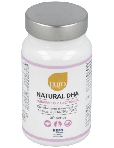 Natural DHA Embarazo y Lactancia 60 perlas de Puro Omega