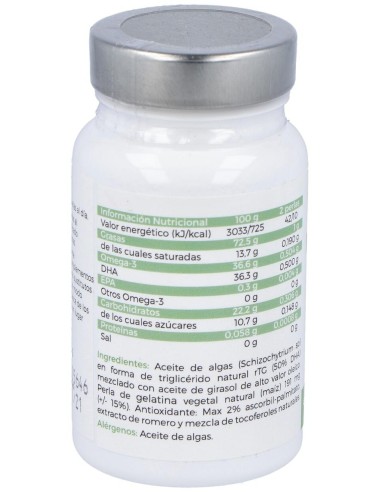 Natural DHA Vegan 90 perlas de Puro Omega