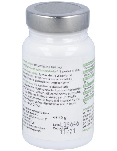 Natural DHA Vegan 90 perlas de Puro Omega