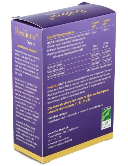 Resiliens Deporte 60Cap. de Cien Por Cien Natural
