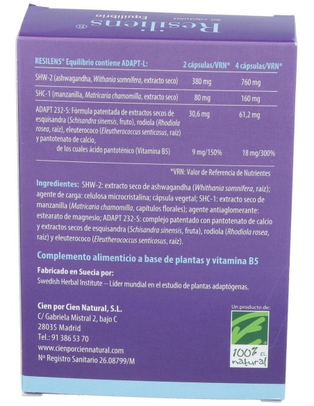 Resiliens Equilibrio 60Cap. de Cien Por Cien Natural
