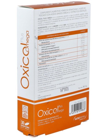 Oxicol Plus Omega 30Cap. de Actafarma