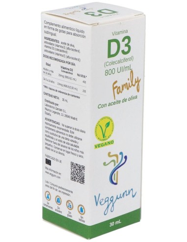Vitamina D3 Family 30Ml. de Veggunn