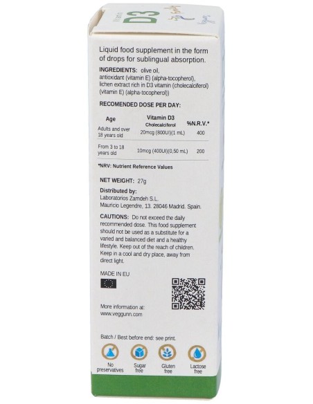 Vitamina D3 Family 30Ml. de Veggunn