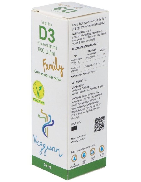 Vitamina D3 Family 30Ml. de Veggunn