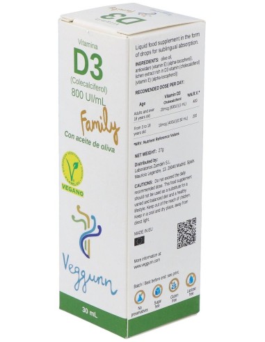 Vitamina D3 Family 30Ml. de Veggunn