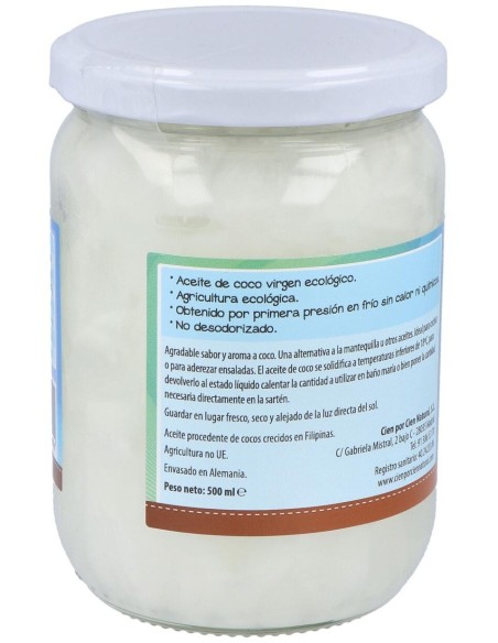 Aceite De Coco 500Ml. de Cien Por Cien Natural