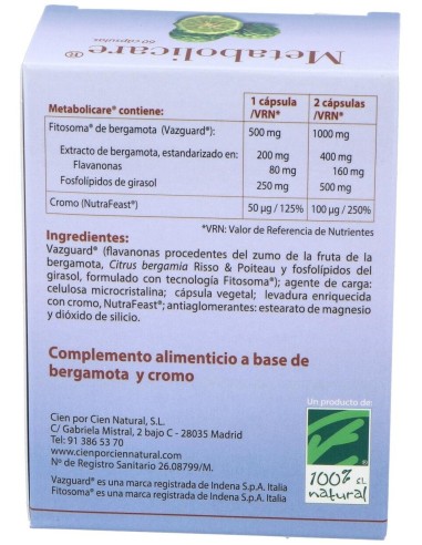 Metabolicare 60Cap. de Cien Por Cien Natural