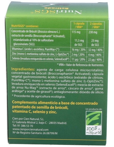 Nutrisgs Activado 60Cap. de Cien Por Cien Natural
