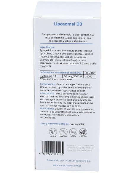 Liposomal D3 60Ml. de Curesupport