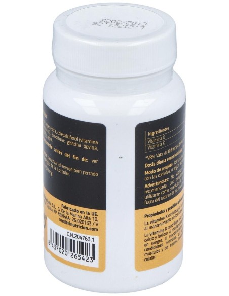 Vitamina D3 + K2 120Perlas de Mederi Nutricion Integrativa