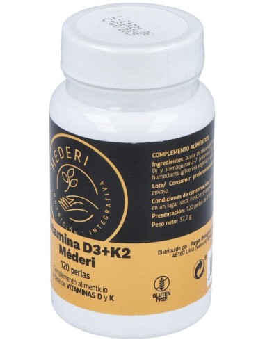 Vitamina D3 + K2 120Perlas de Mederi Nutricion Integrativa