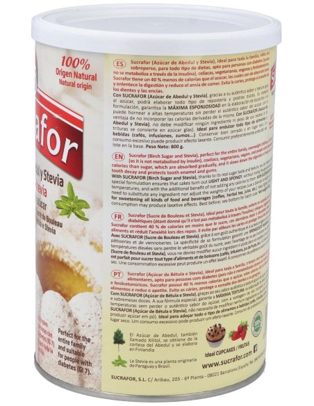 Sucrafor (Azucar De Abedul Y Stevia) 800Gr de Sucrafor