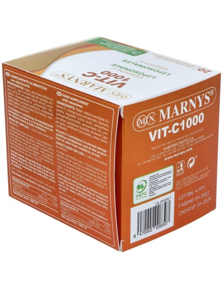 Vit C 1000 Vitamina C Liposomada 20 Ampollas de Marnys