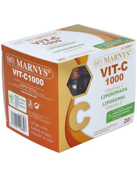 Vit C 1000 Vitamina C Liposomada 20 Ampollas de Marnys