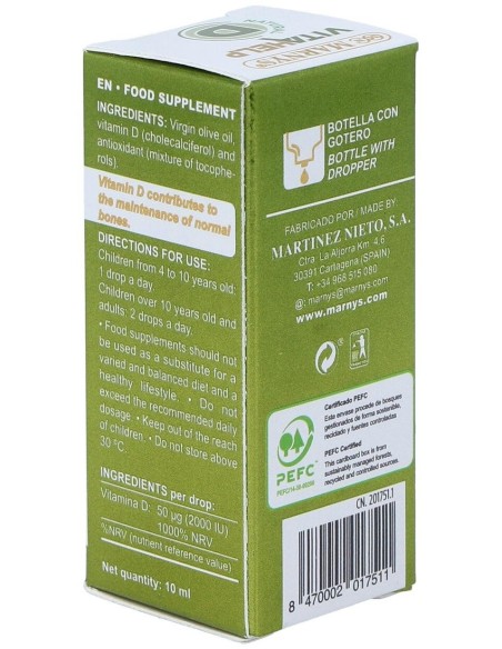 Vitahelp Vitamina D 2000Ui Liquida 10Ml. de Marnys
