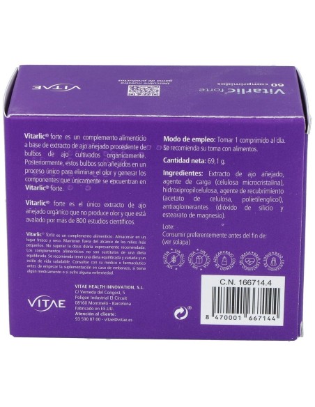 Vitarlic Forte (Kyolic Forte) 1000Mg. 60Comp. de Vitae