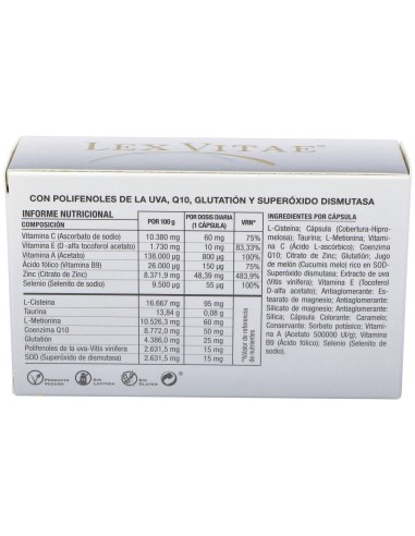 Lex Vitae (Uso Interno) Blister 60Cap. de Narval Pharma, S.A.
